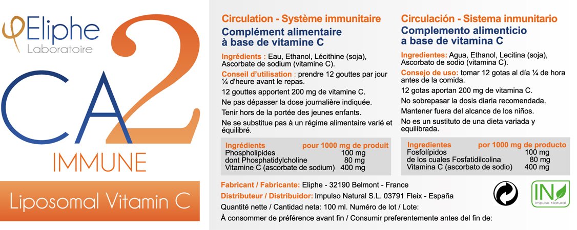 Vitamine C liposomale Eliphe CA2 etiquette